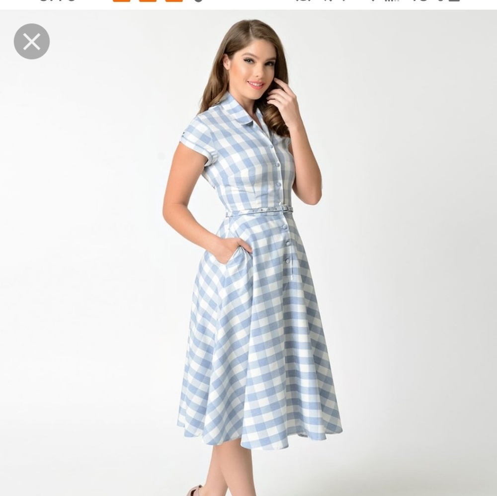 Unique Vintage 1950's Blue & White Gingham